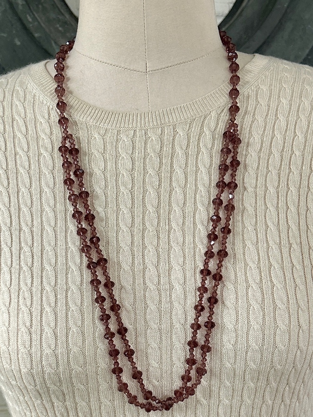 Semi Double Strand Faceted Crystal Necklace